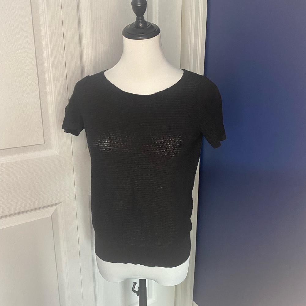 LOFT short sleeved knit top - Black